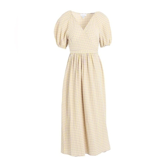 Topshop Seersucker Checker Print Midi Wrap Dress in Purple & Yellow Size 8 NWT - Picture 10 of 10